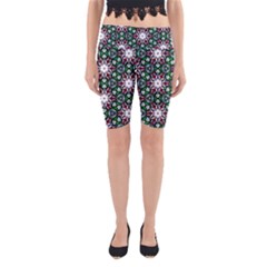 Stained Glass Pattern Church Window Yoga Cropped Leggings by Simbadda