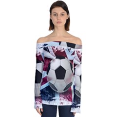 Soccer Ball With Great Britain Flag Off Shoulder Long Sleeve Top by Vaneshart