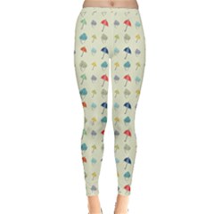 Clouds And Umbrellas Seasons Pattern Inside Out Leggings by Wegoenart