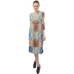 Pattern Ruffle End Midi Chiffon Dress by Sobalvarro