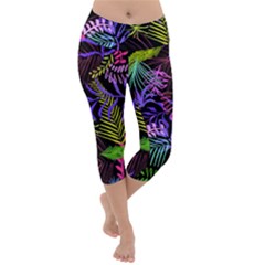 Leaves  Lightweight Velour Capri Yoga Leggings by Sobalvarro