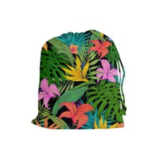Tropical Greens Drawstring Pouch (large) by Sobalvarro