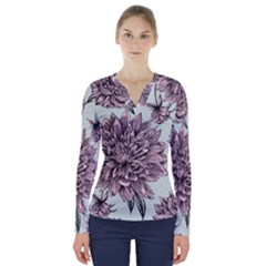 Flowers V-neck Long Sleeve Top by Sobalvarro