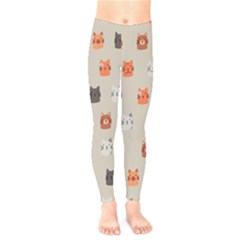 Cat Faces Pattern Kids  Leggings by Vaneshart