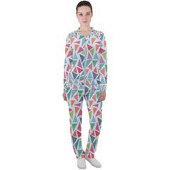Colorful Triangle Vector Pattern Casual Jacket And Pants Set by Vaneshart