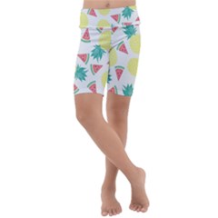 Vector Seamless Pattern With Pineapples Kids  Lightweight Velour Cropped Yoga Leggings by Vaneshart