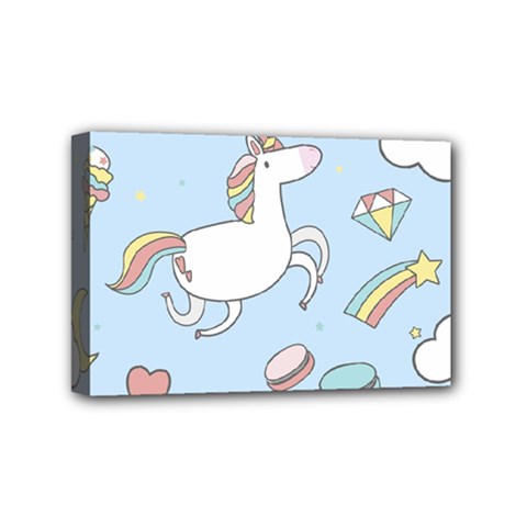 Unicorn Seamless Pattern Background Vector Mini Canvas 6  X 4  (stretched) by Sobalvarro