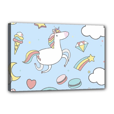 Unicorn Seamless Pattern Background Vector Canvas 18  X 12  (stretched) by Sobalvarro