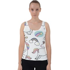 Cute Unicorns With Magical Elements Vector Velvet Tank Top by Sobalvarro