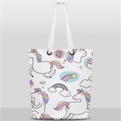 Cute Unicorns With Magical Elements Vector Full Print Rope Handle Tote (small) by Sobalvarro