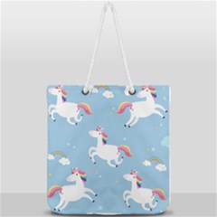 Unicorn Seamless Pattern Background Vector (2) Full Print Rope Handle Tote (large) by Sobalvarro