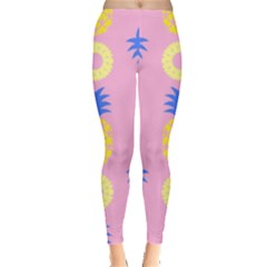 Pop Art Pineapple Seamless Pattern Vector Leggings  by Sobalvarro