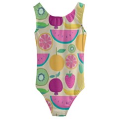 Seamless Pattern With Fruit Vector Illustrations Gift Wrap Design Kids  Cut-out Back One Piece Swimsuit by Vaneshart