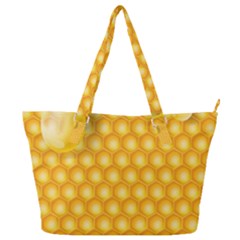 Abstract Honeycomb Background With Realistic Transparent Honey Drop Full Print Shoulder Bag by Vaneshart