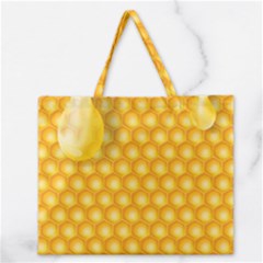 Abstract Honeycomb Background With Realistic Transparent Honey Drop Zipper Large Tote Bag by Vaneshart