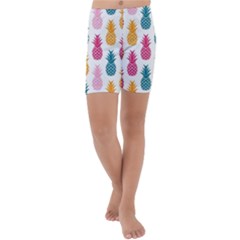 Tropic Fruit Pineapple Seamless Pattern Design Vector Illustration Kids  Lightweight Velour Capri Yoga Leggings by Vaneshart