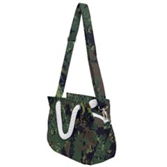 Military Background Grunge Style Rope Handles Shoulder Strap Bag by Vaneshart