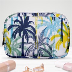 Colorful Summer Palm Trees White Forest Background Make Up Pouch (small) by Vaneshart