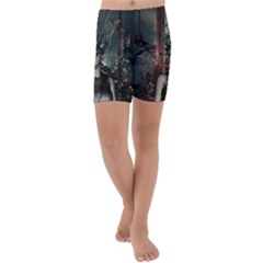 Awesome Fantasy Women With Helmet Kids  Lightweight Velour Capri Yoga Leggings by FantasyWorld7