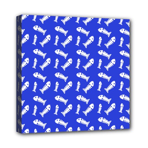 Fish Royal Blue Mini Canvas 8  X 8  (stretched)