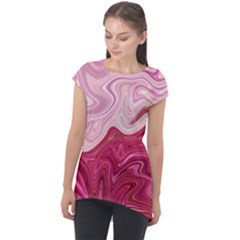Liquid Marble Trending Abstract Paint Cap Sleeve High Low Top by Vaneshart