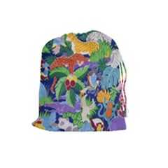 Animated Safari Animals Background Drawstring Pouch (large) by Vaneshart
