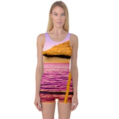 Pop Art Beach Umbrella  One Piece Boyleg Swimsuit by essentialimage