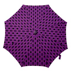 Pink Black Abstract Pattern Hook Handle Umbrellas (large) by BrightVibesDesign
