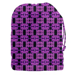 Pink Black Abstract Pattern Drawstring Pouch (3xl) by BrightVibesDesign
