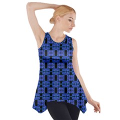 Blue Black Abstract Pattern Side Drop Tank Tunic by BrightVibesDesign