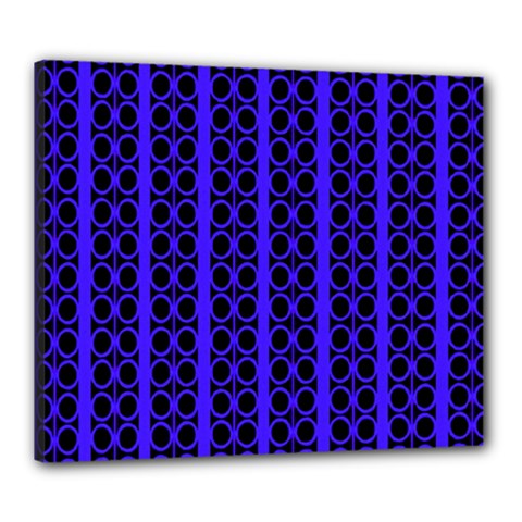 Circles Lines Black Blue Canvas 24  X 20  (stretched) by BrightVibesDesign