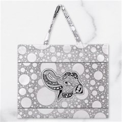 Elegant Mandala Elephant In Black And Wihte Zipper Large Tote Bag by FantasyWorld7