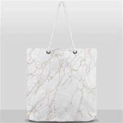 White Marble Texture Floor Background With Gold Veins Intrusions Greek Marble Print Luxuous Real Marble Full Print Rope Handle Tote (large) by genx