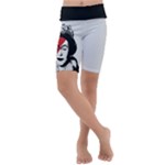 Banksy graffiti UK England God Save the Queen Elisabeth with David Bowie rockband face makeup Ziggy Stardust Kids  Lightweight Velour Cropped Yoga Leggings