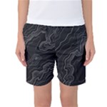 Black topographyc map Women s Basketball Shorts