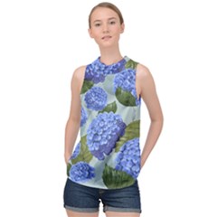 Hydrangea  High Neck Satin Top by Sobalvarro