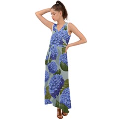 Hydrangea  V-neck Chiffon Maxi Dress by Sobalvarro