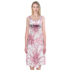 Pink Flowers Midi Sleeveless Dress by Sobalvarro