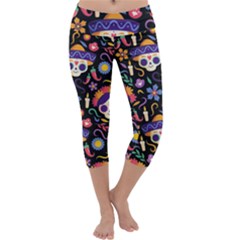 Dia De Los Muertos Capri Yoga Leggings by Sobalvarro