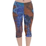 Grunge Colorful Abstract Texture Print Velvet Capri Leggings 