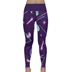 Retrowave Aesthetic Vaporwave Retro Memphis Pattern 80s Design Geometrical Shapes Futurist Pink Blue 3d Lightweight Velour Classic Yoga Leggings by genx