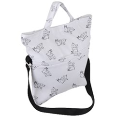 Messy Life Phrase Motif Typographic Pattern Fold Over Handle Tote Bag by dflcprintsclothing