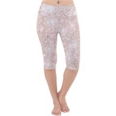 Rose Gold Pink Glitters Metallic Finish Party Texture Imitation Pattern Lightweight Velour Cropped Yoga Leggings by genx