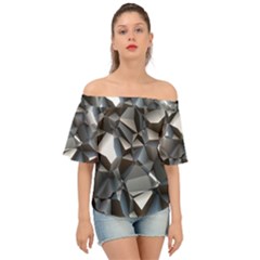 Triangles Polygon Color Silver Uni Off Shoulder Short Sleeve Top by Wegoenart