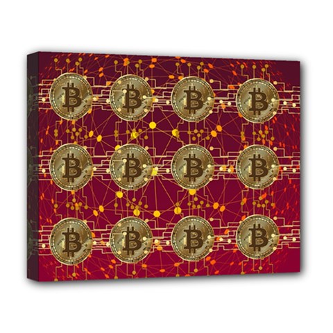 Block Chain Network Bitcoin Data Deluxe Canvas 20  X 16  (stretched) by Wegoenart