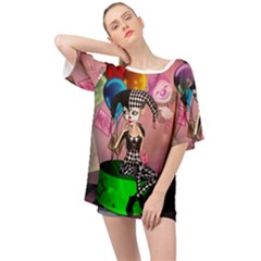 Cute Little Harlequin Oversized Chiffon Top by FantasyWorld7