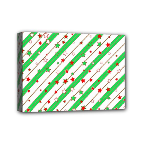 Christmas Paper Stars Pattern Texture Background Colorful Colors Seamless Mini Canvas 7  X 5  (stretched) by Vaneshart