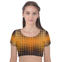 Pattern Lines Sections Yellow Straw Mauve Velvet Short Sleeve Crop Top  by Vaneshart