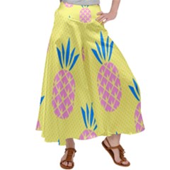 Summer Pineapple Seamless Pattern Satin Palazzo Pants by Sobalvarro