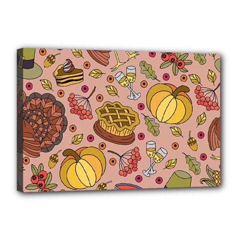 Thanksgiving Pattern Canvas 18  X 12  (stretched) by Sobalvarro
